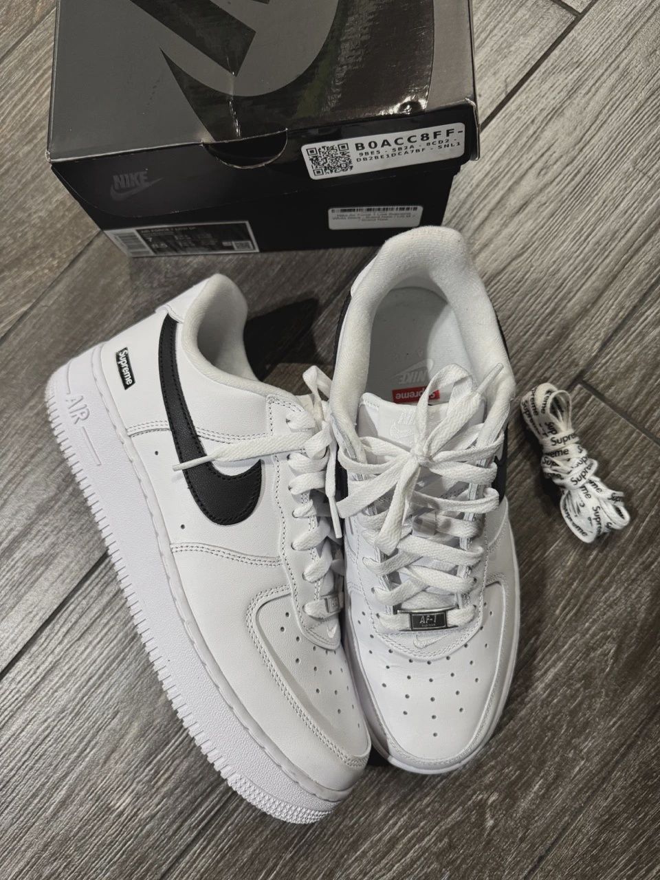 Nike Air Force 1 Low Supreme White Black US M 7 • Pre-Owned [1681]