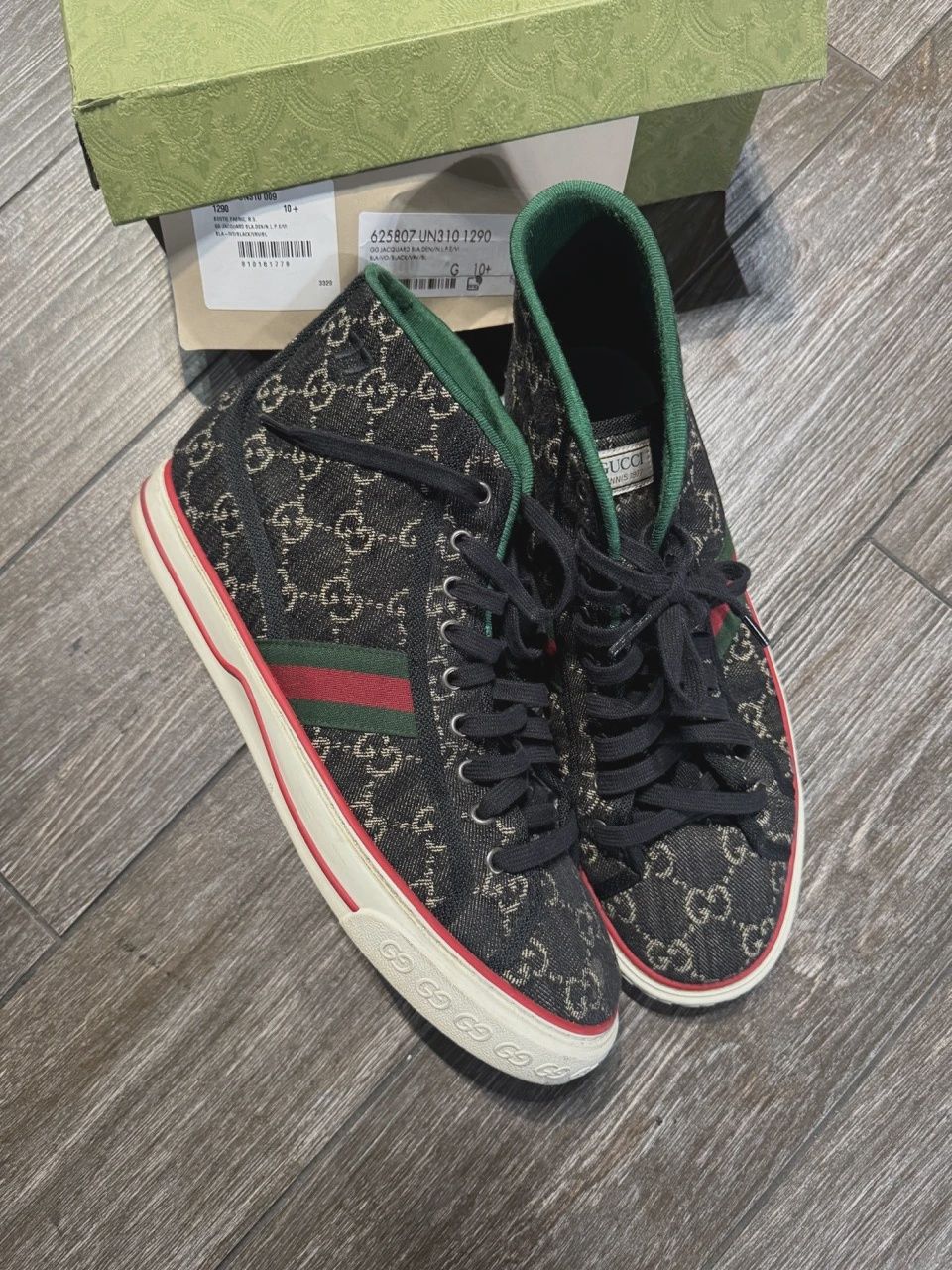 Gucci Tennis 1977 High Top Black Mini GG • Pre-Owned [7158]