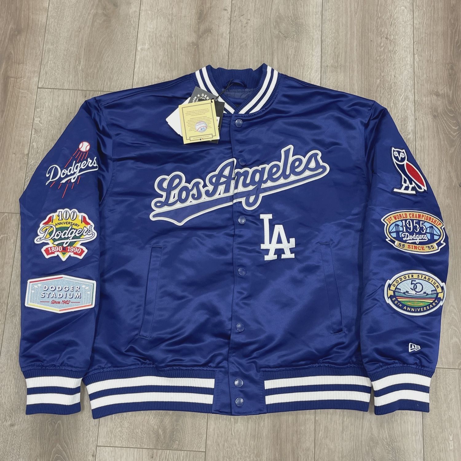 OVO x New Era MLB Los Angeles Dodgers Varsity Jacket Blue • Brand New [0211]