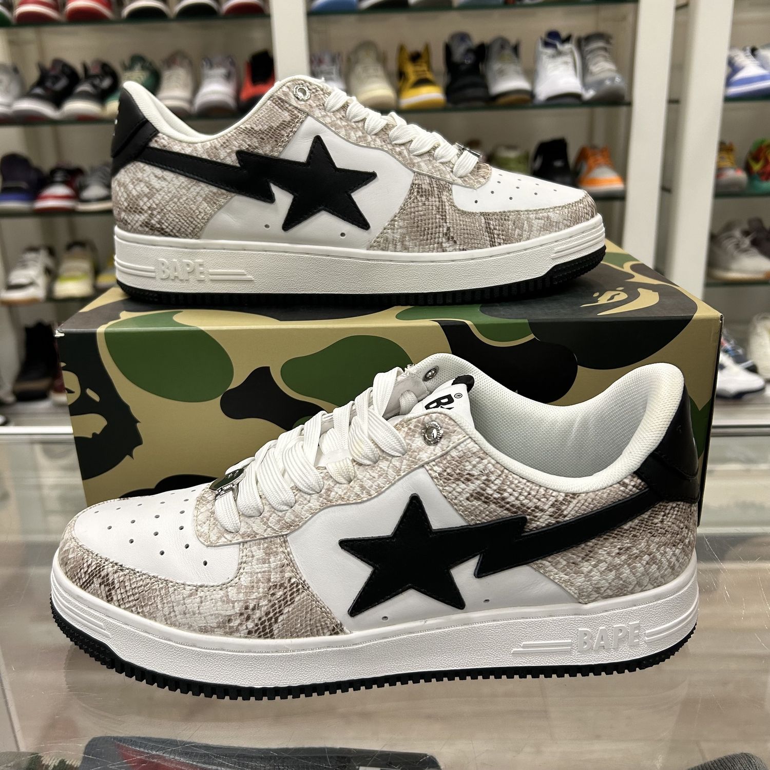 BAPE STA Beige Snakeskin - Pre-Owned, Product Condition: Pre-Owned, Shoe Size: 11