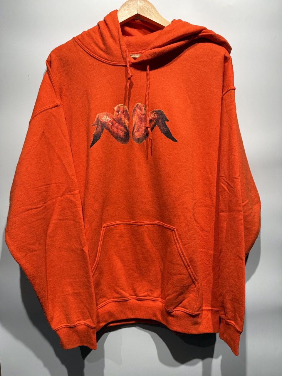 Antisocial social club buffalo wings orange hoodie, Clothing Size: L, Product Condition: Pre-Owned