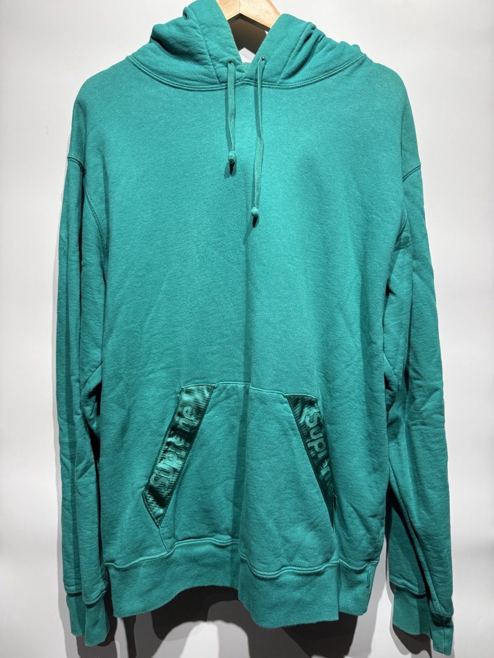 Supreme Tonal Webbing Hooded Sweatshirt Dark Aqua, Clothing Size: XL, Product Condition: Pre-Owned