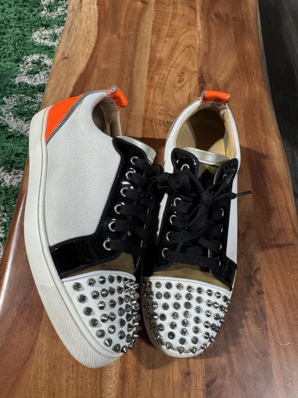 Christian louboutin spike orange SZ 7.5 Pre-Owned