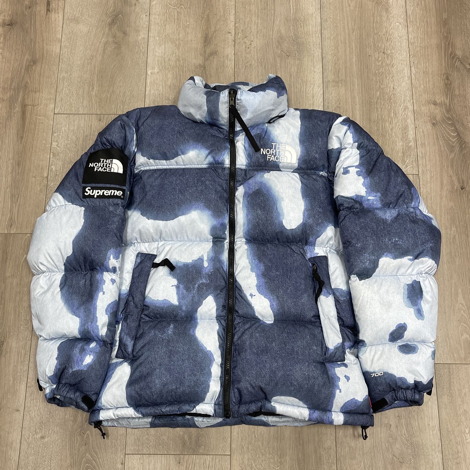Supreme The North Face Bleached Denim Print Nuptse Jacket Indigo {0001} - Pre-Owned