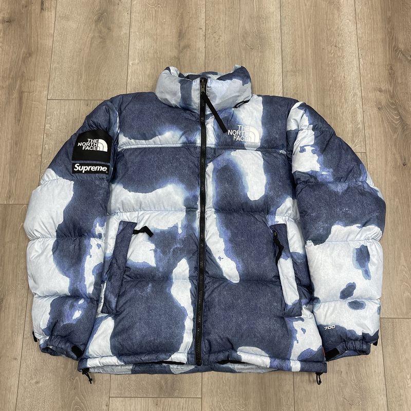 Supreme The North Face Bleached Denim Print Nuptse Jacket Indigo {0001} - Pre-Owned
