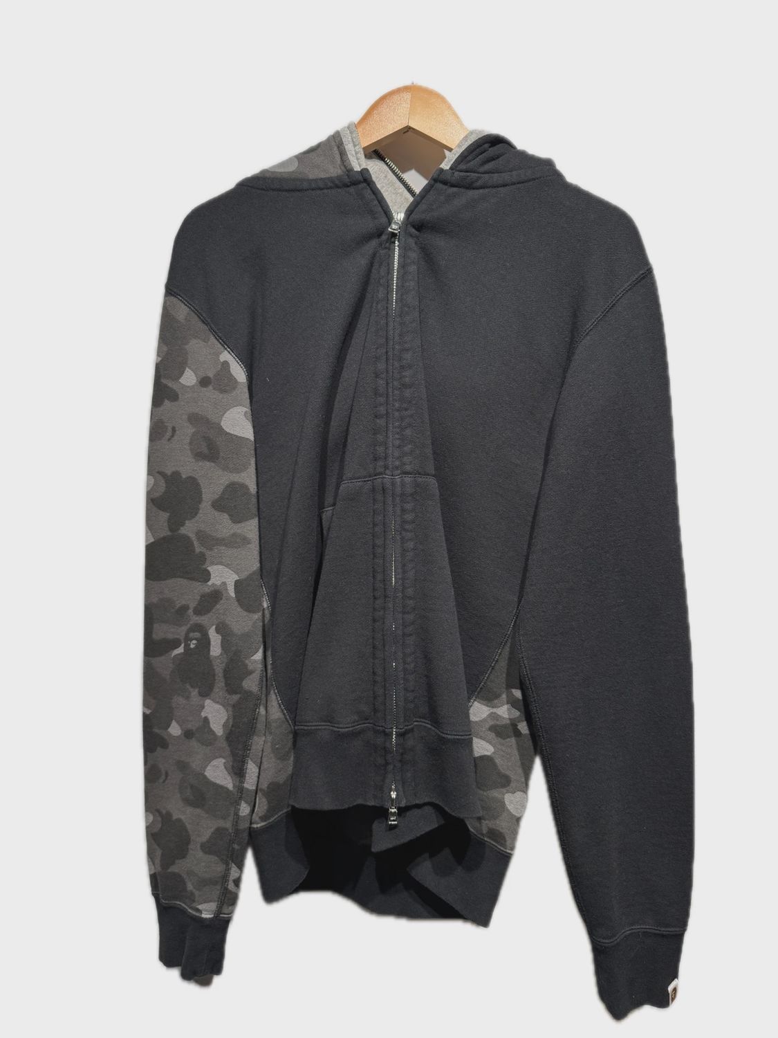 Bape Double Shark Full Zip Hoodie Grey L • Pre-Owned [0273]