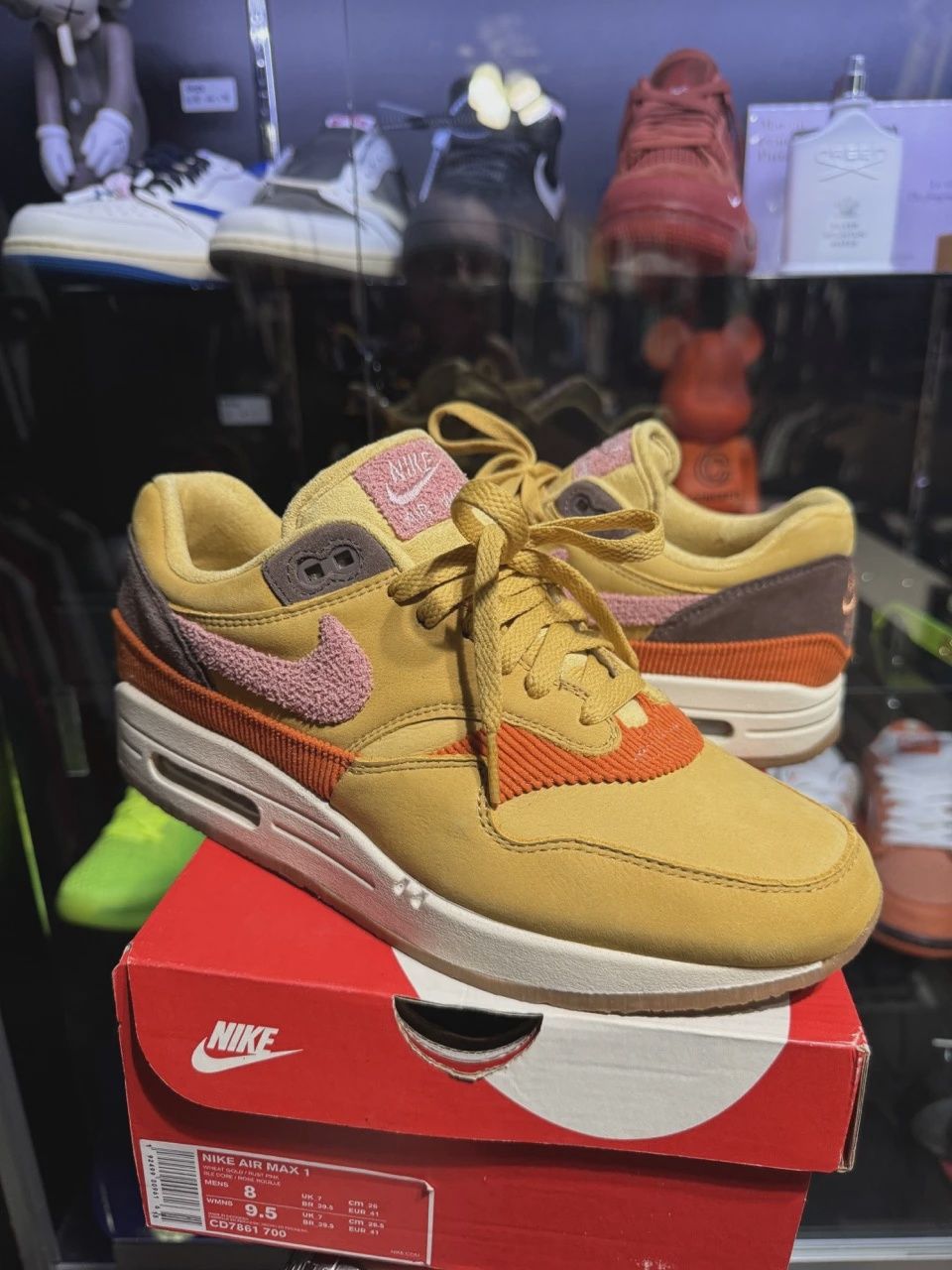 Nike Air Max 1 Crepe Wheat Gold Rust Pink • Pre-Owned [4467]