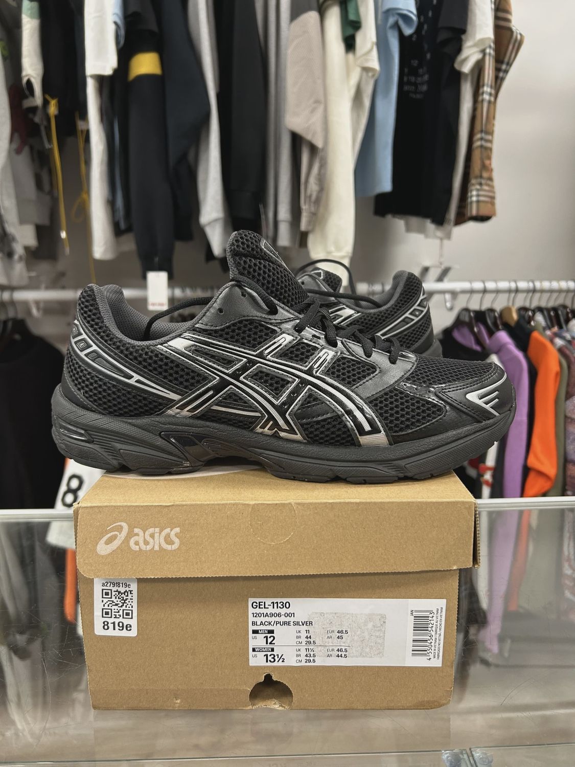 ASICS Gel-1130 Black Pure Silver • Pre-Owned [2944]