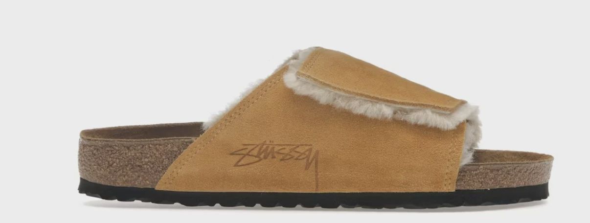 Birkenstock Solana Shearling Slide Stussy Caramel • Brand New [4365]