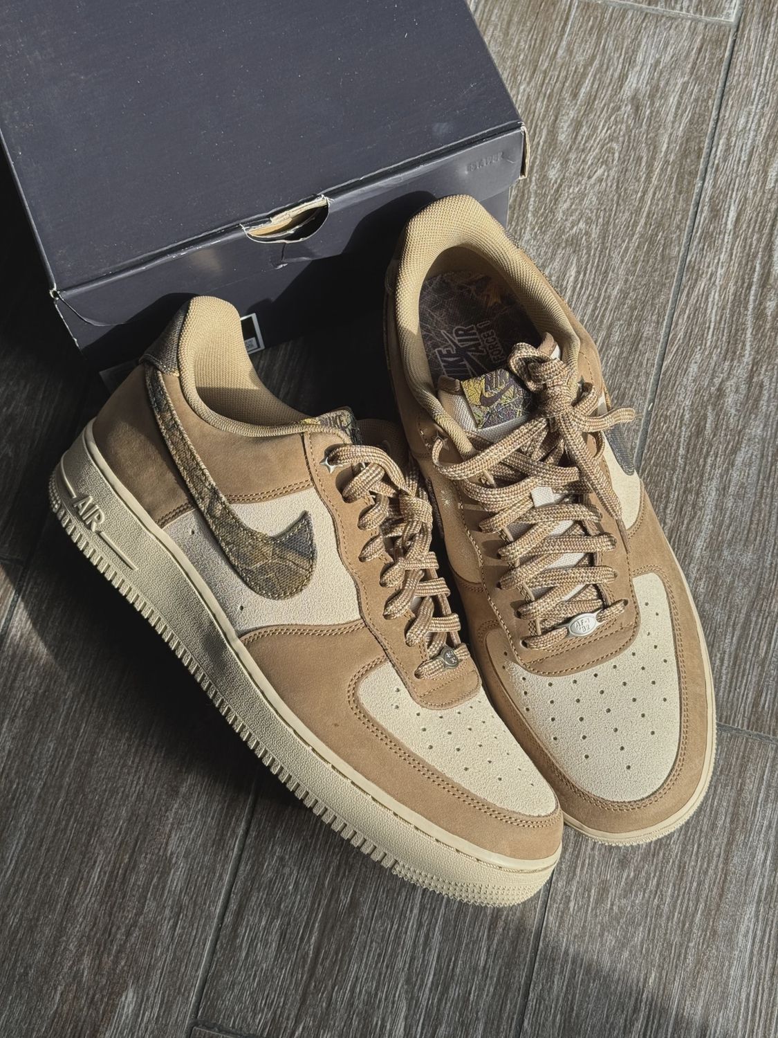 Nike Air Force 1 Low '07 Realtree Rattan Rocky Tan Seal Brown Camo • Pre-Owned [6354]