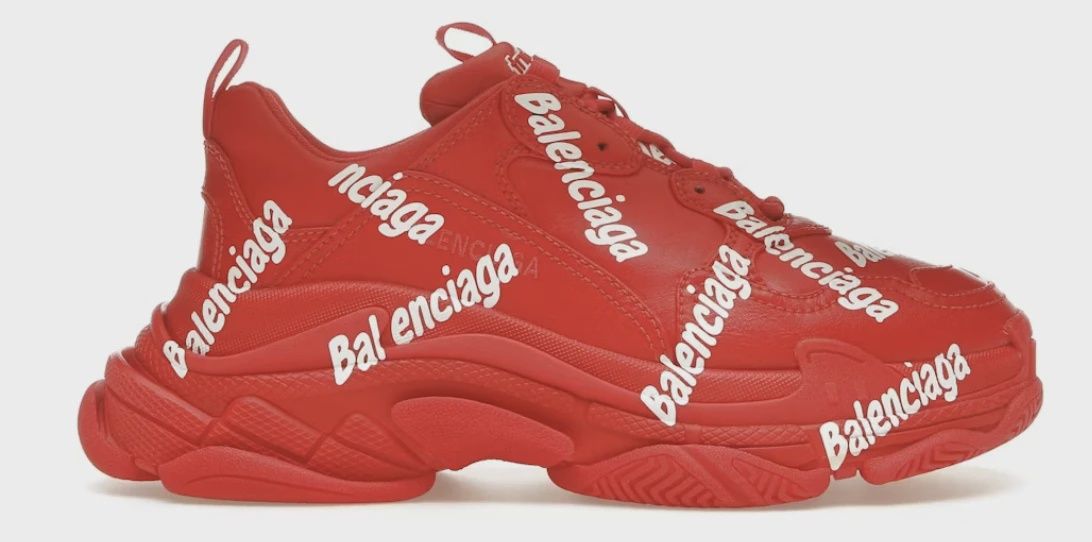 Balenciaga Triple S All Over Tomato Red White Sz 11 • Pre-Owned [9628]