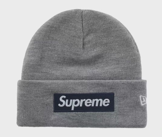 Supreme New Era Box Logo Beanie (FW24) Heather Grey • Pre-Owned [3049]