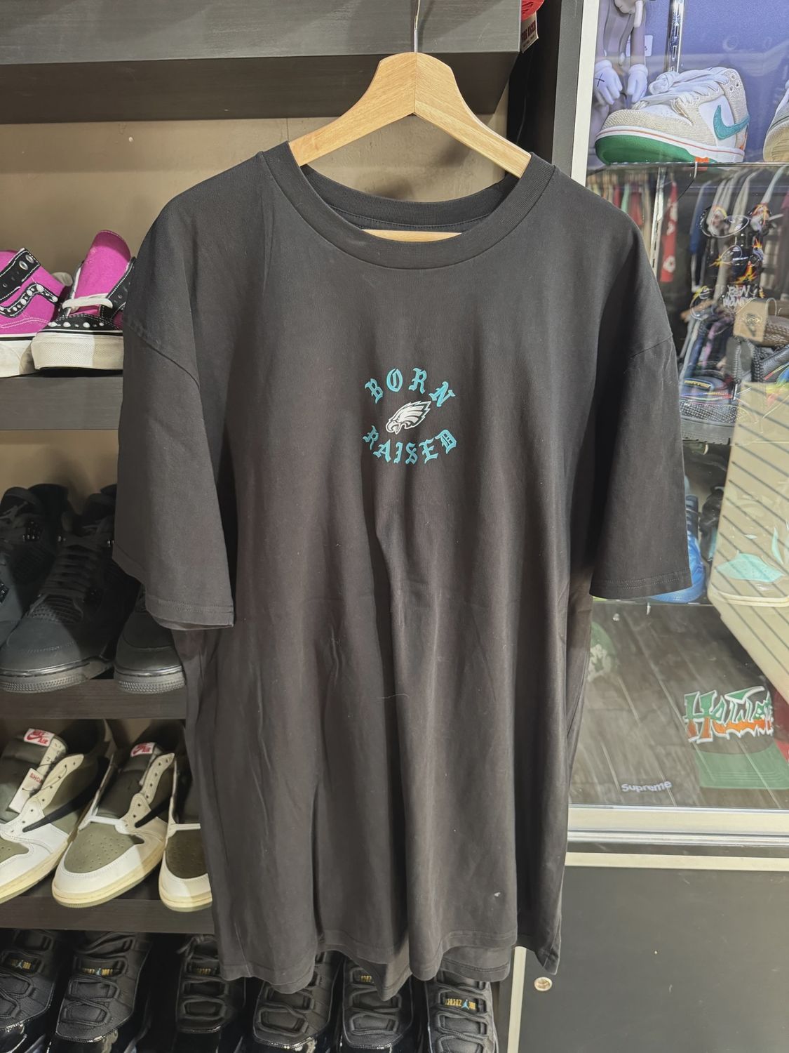 Born  x Raised Eagles Center Logo Black Tee Shirt size 2XL • Brand New [0293]