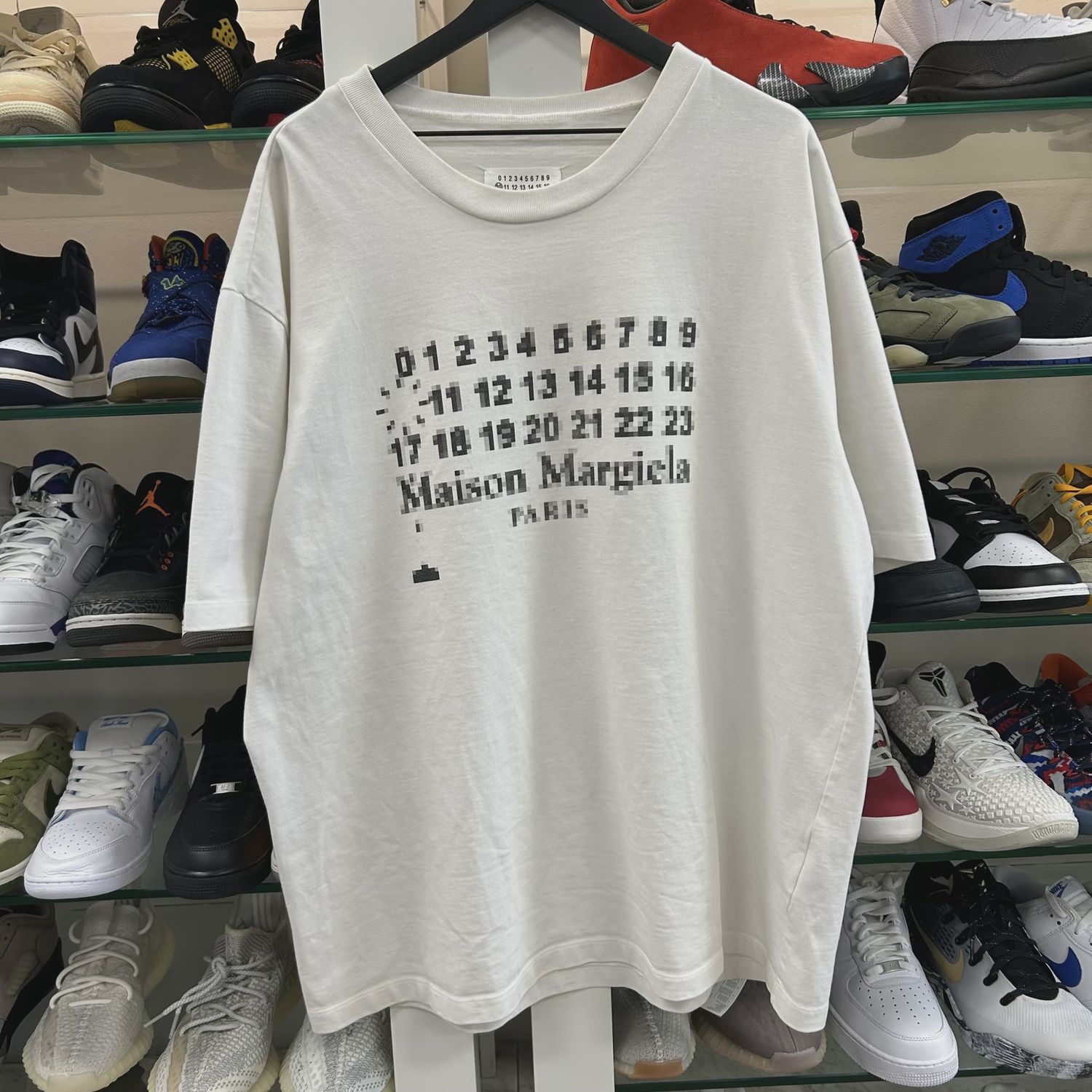 Maison Margiela white oversized pixelated number logo Tee  • Pre-Owned [9006]