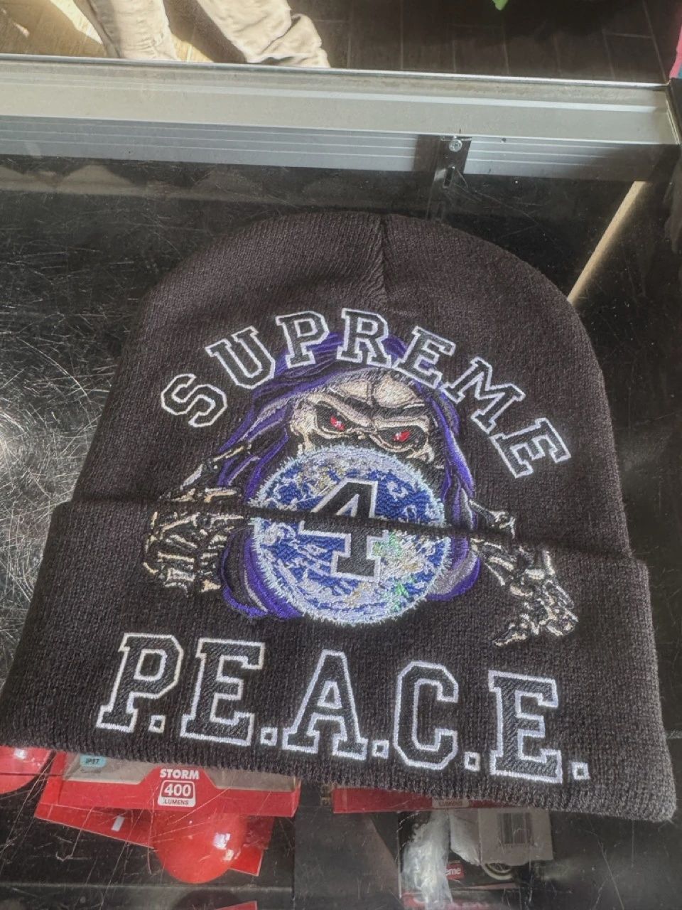 Supreme Peace Embroidered Beanie Black • Pre-Owned [8091]