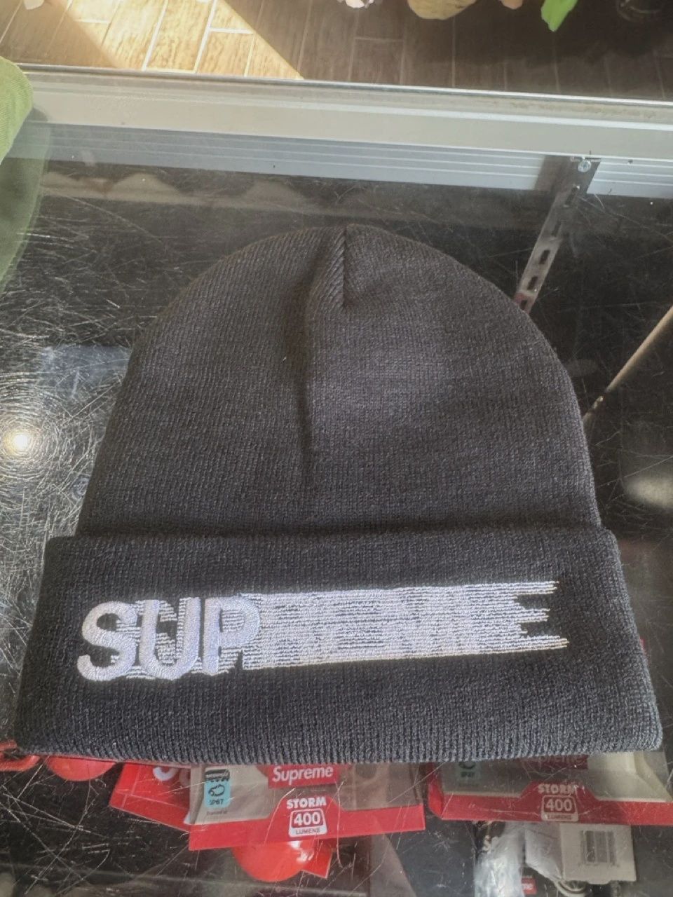 Supreme Motion Logo Beanie (SS23) Black • Pre-Owned [7514]