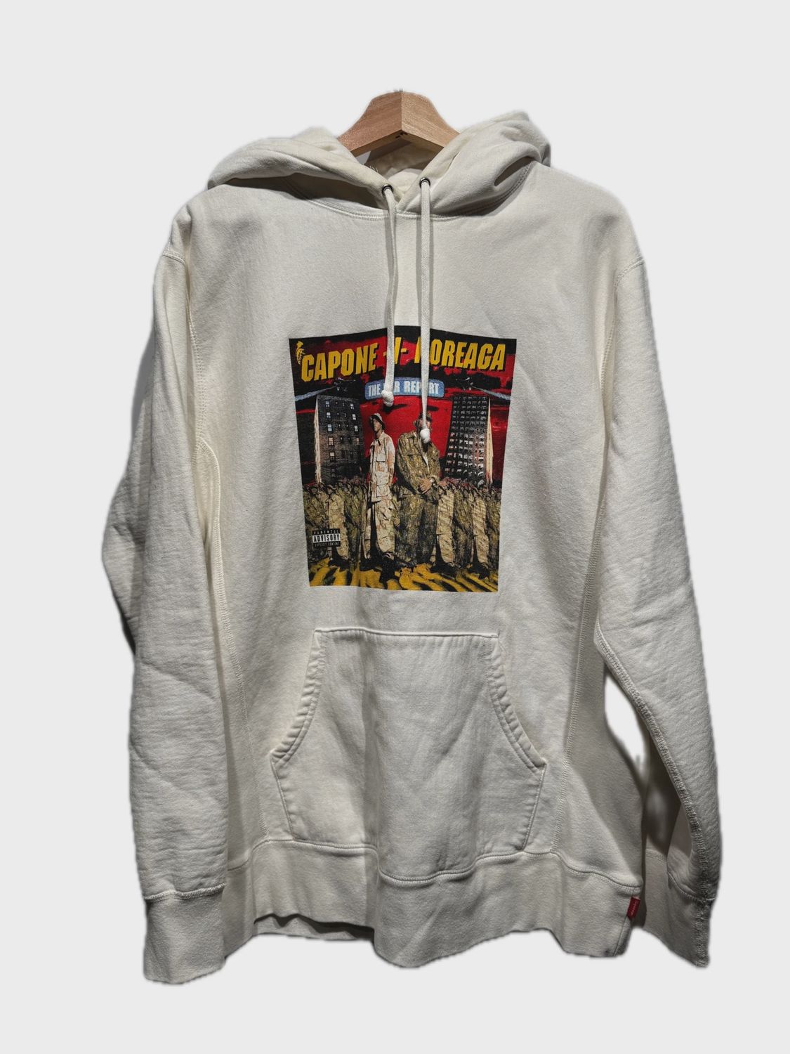 Supreme Capone N Noreaga White Hoodie size XL • Pre-Owned [1691]