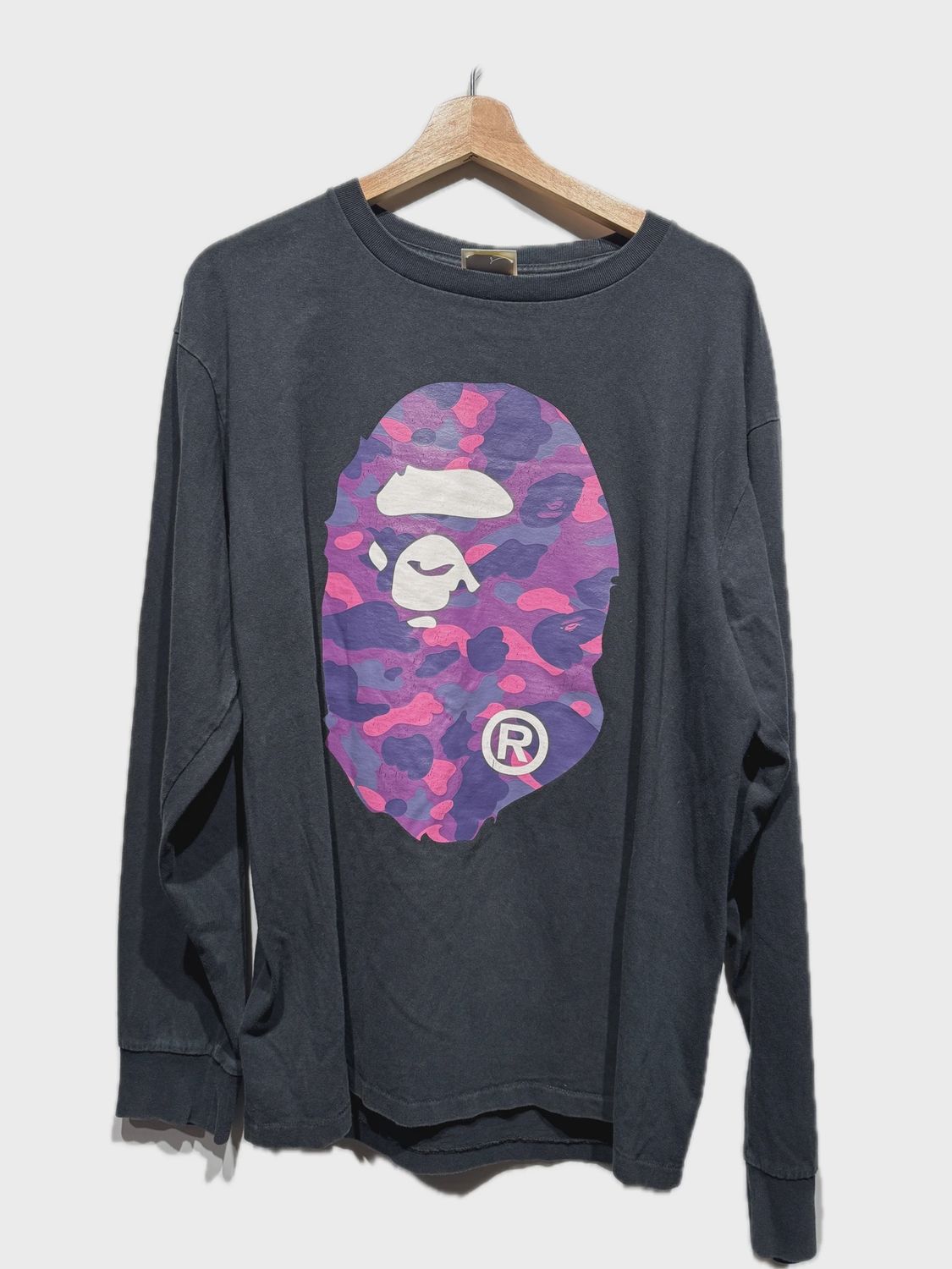 Bape Purple Ape Head Logo Long Sleeve Tee size XL • Pre-Owned [5430]