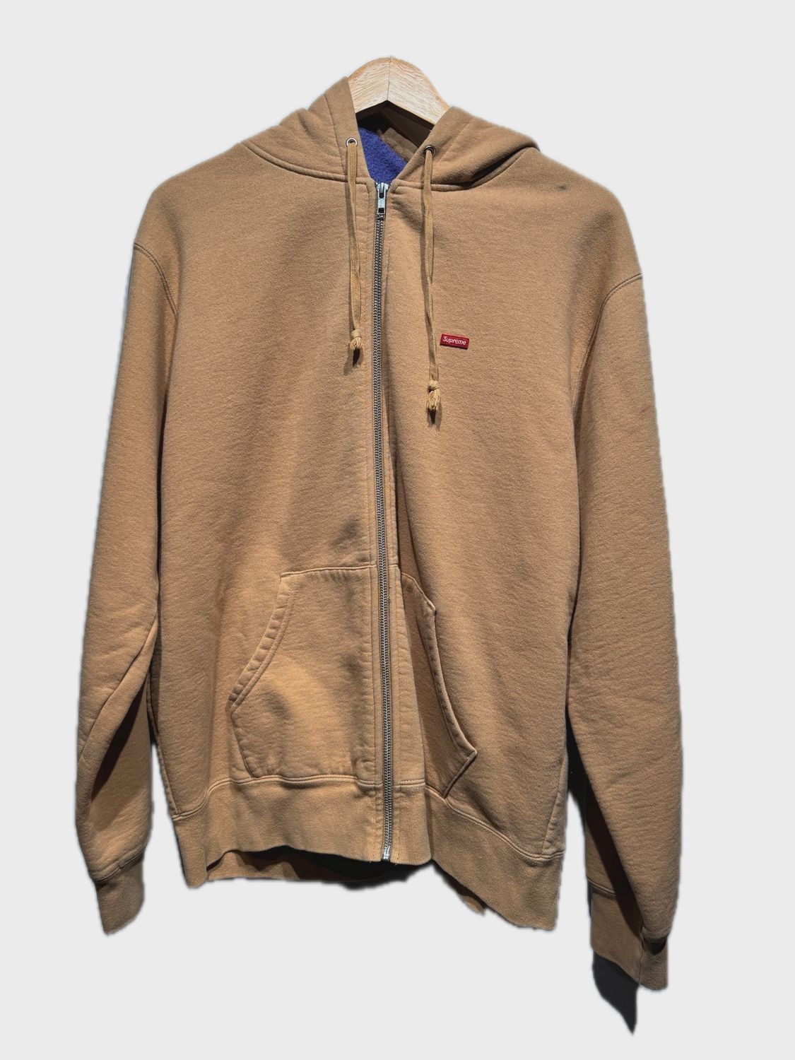 Supreme Contrast  Zip Up Hooded Sweatshirt Light Brown size Large • Pre-Owned [2155]