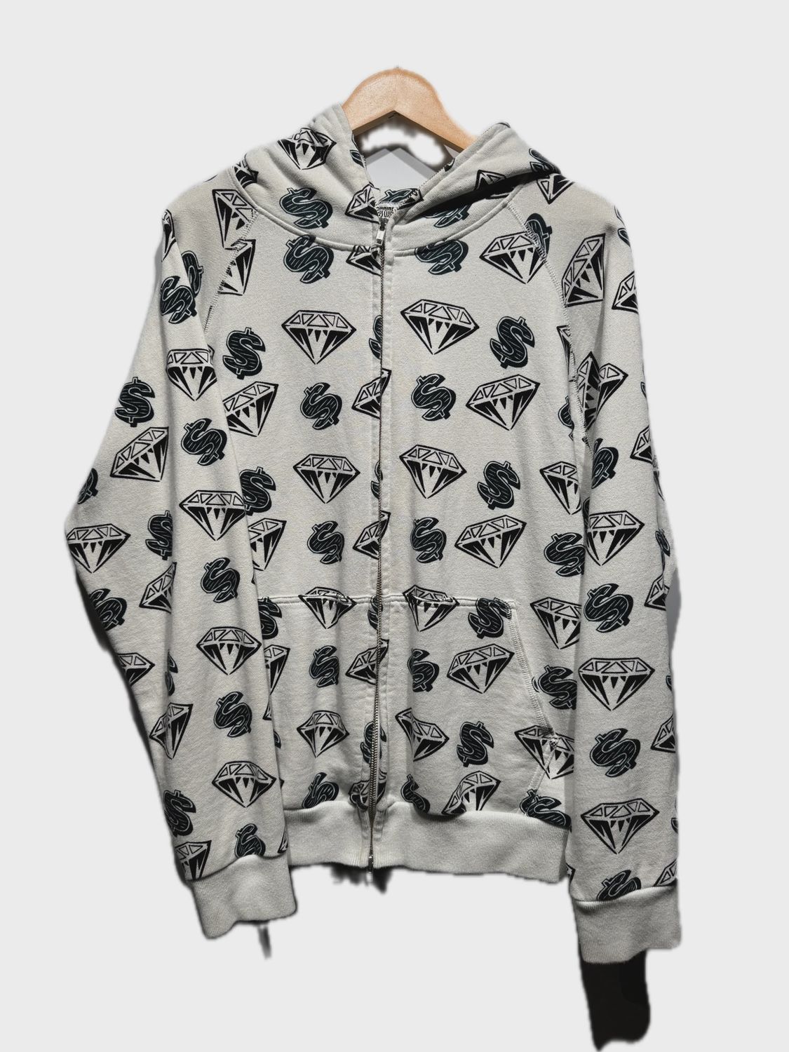 Billionaire Boys Club Money White Full Zip Up size L • Pre-Owned [5647]