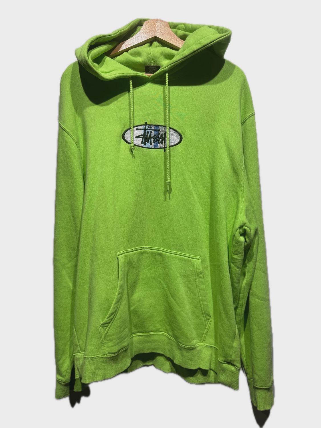 Stussy 2 Bar Applique Green Hoodie size XL • Pre-Owned [6698]