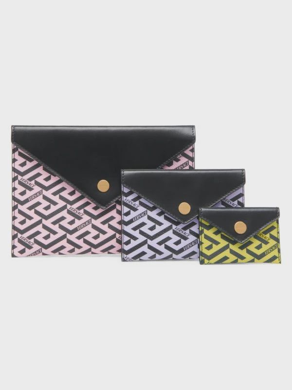 Versace Women's Greca Printed Envelope Pouch Bag Set