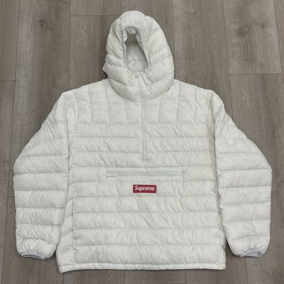 Supreme Micro Down Half Zip Hooded Pullover White • Pre-Owned [6544]
