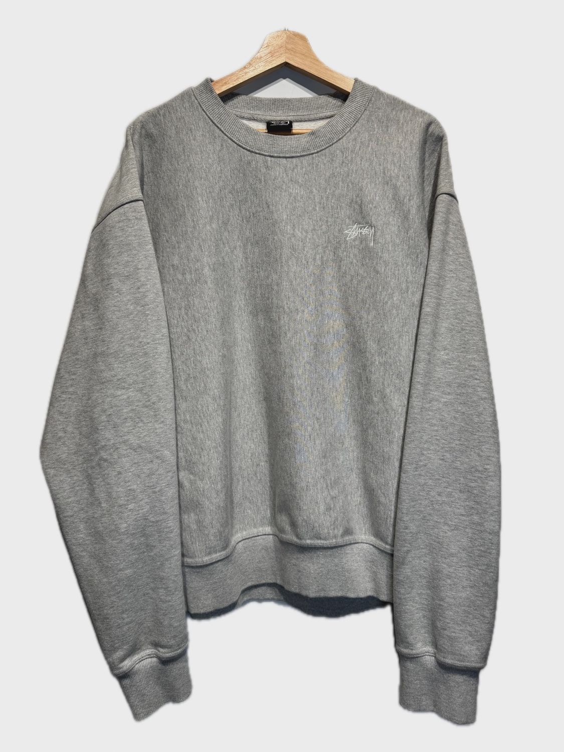 Stussy Stock Logo Heather Grey Crewneck size XL • Pre-Owned [3880]