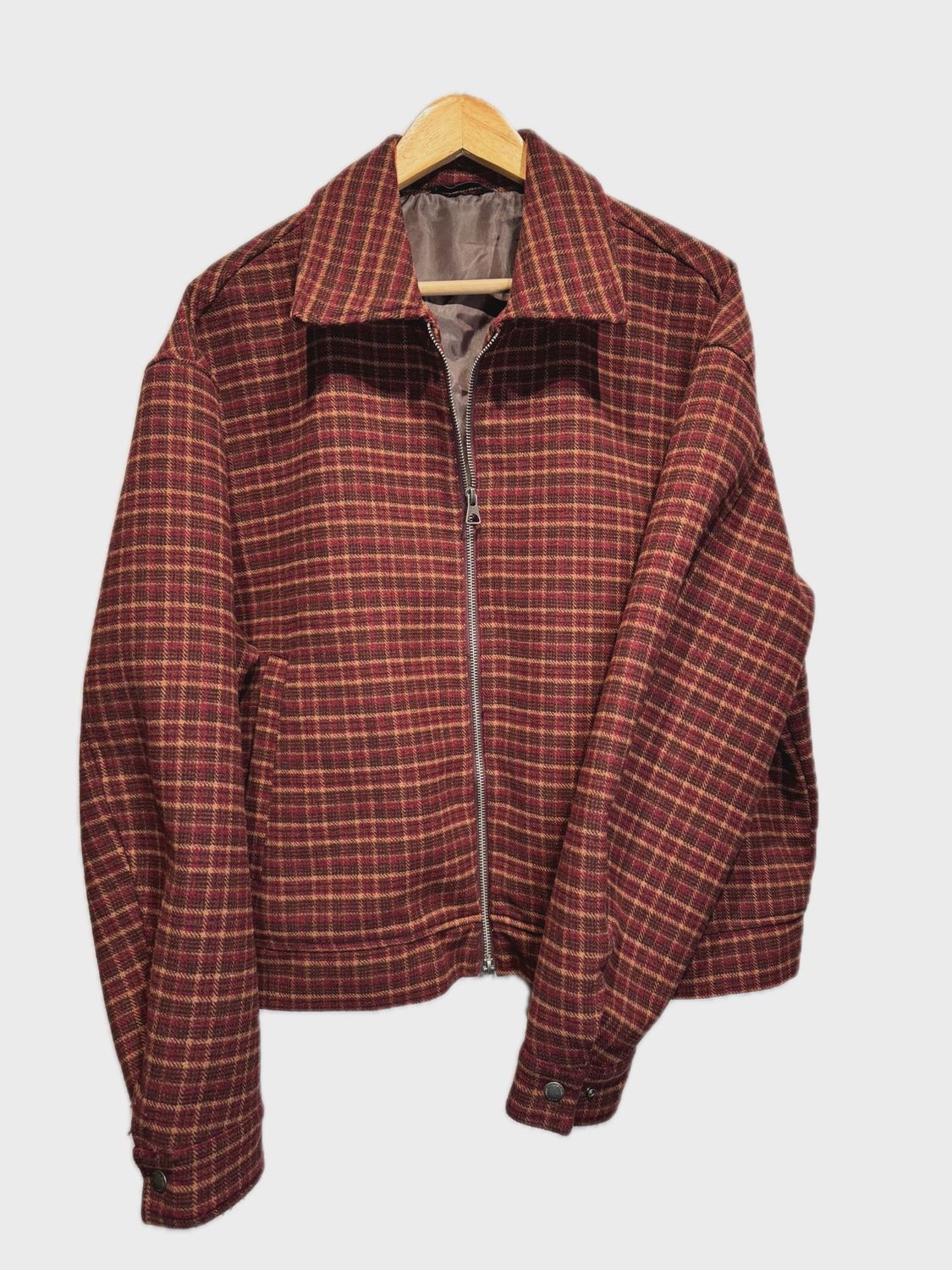 Zara Burgundy Flannel Jacket size XL • Pre-Owned [2544]