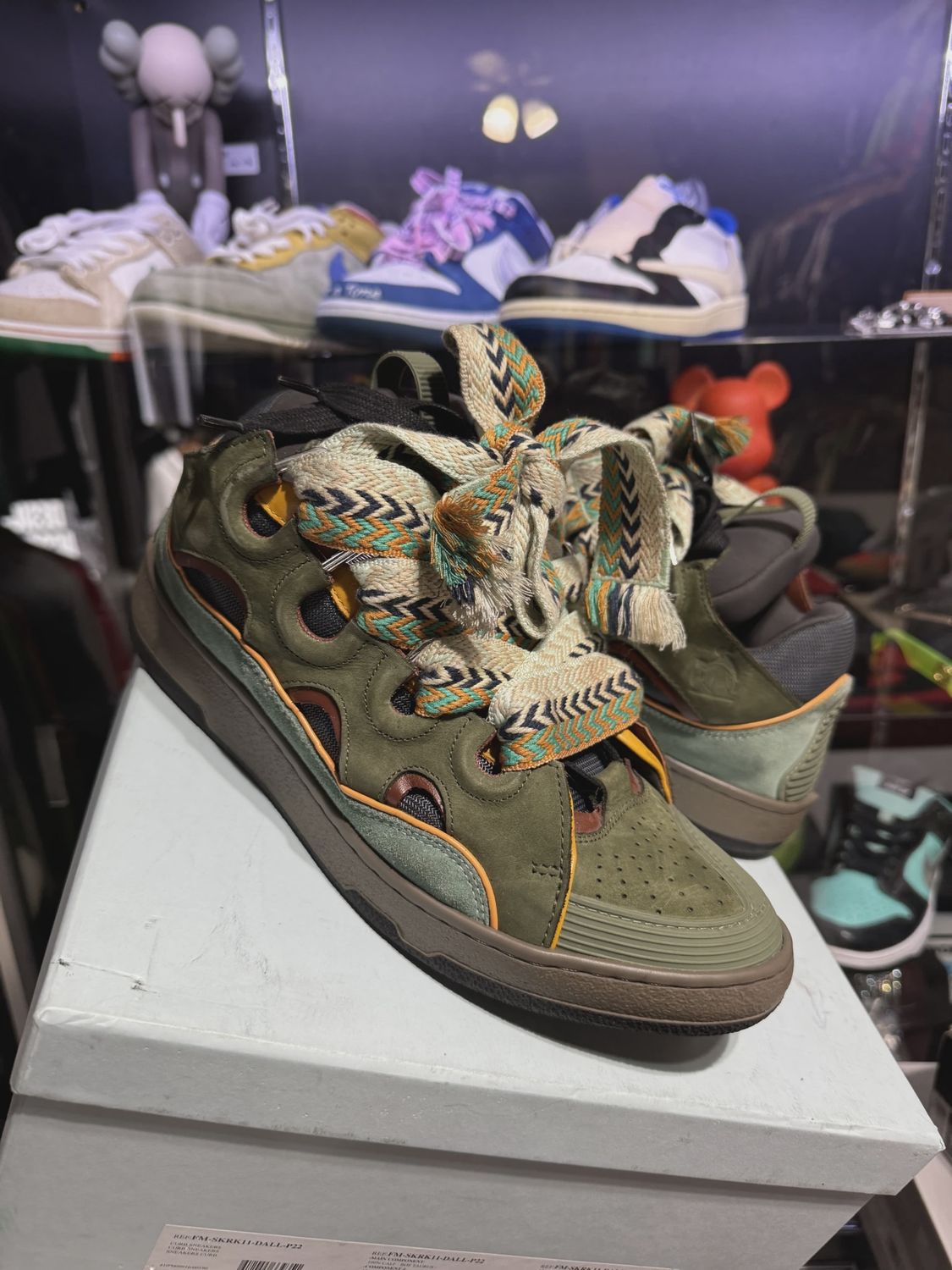 Lanvin Leather Curb Blanc Kaki sz 10 • Pre-Owned [9026]