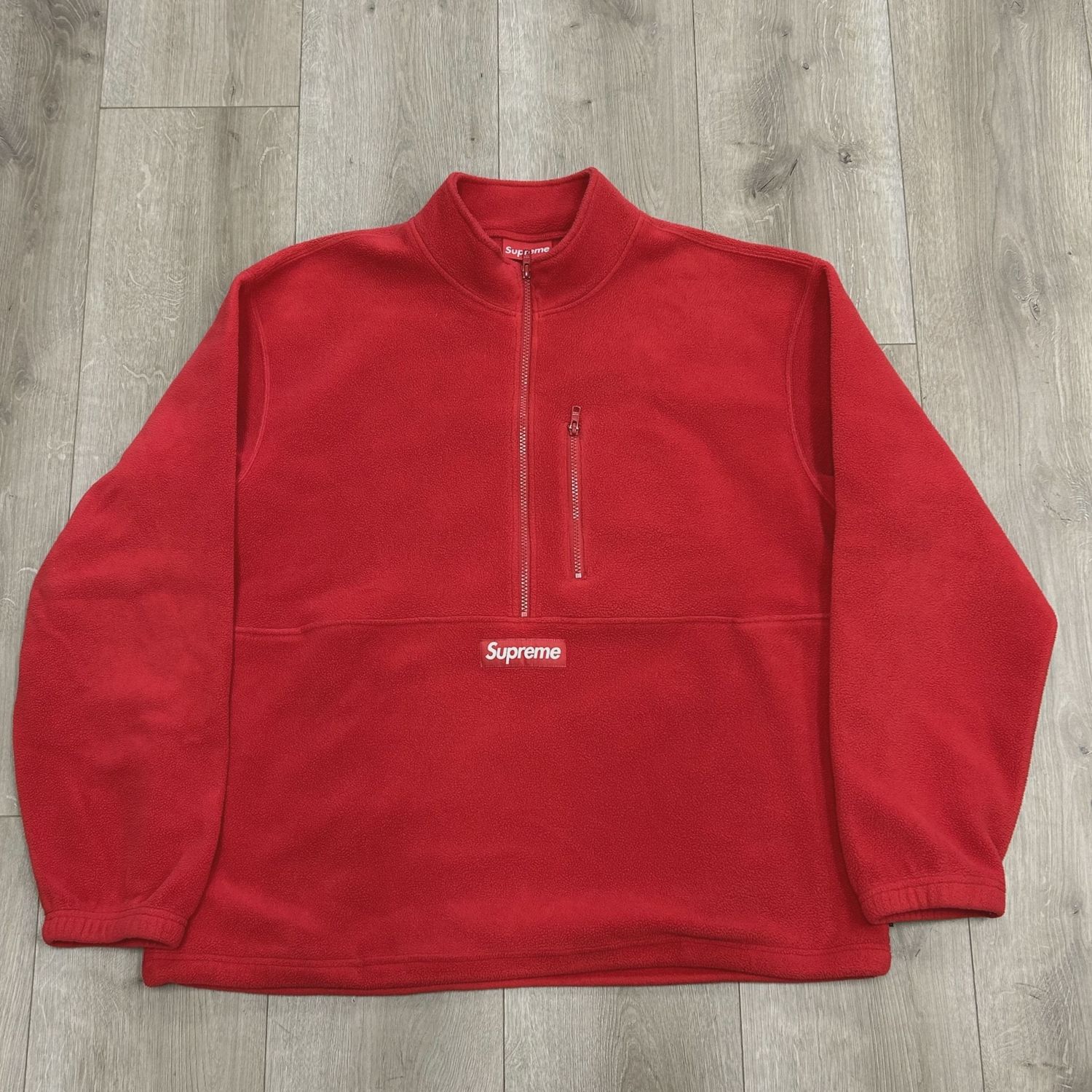 Supreme 1/2 zip red fleece pullover • Pre-Owned [2070]