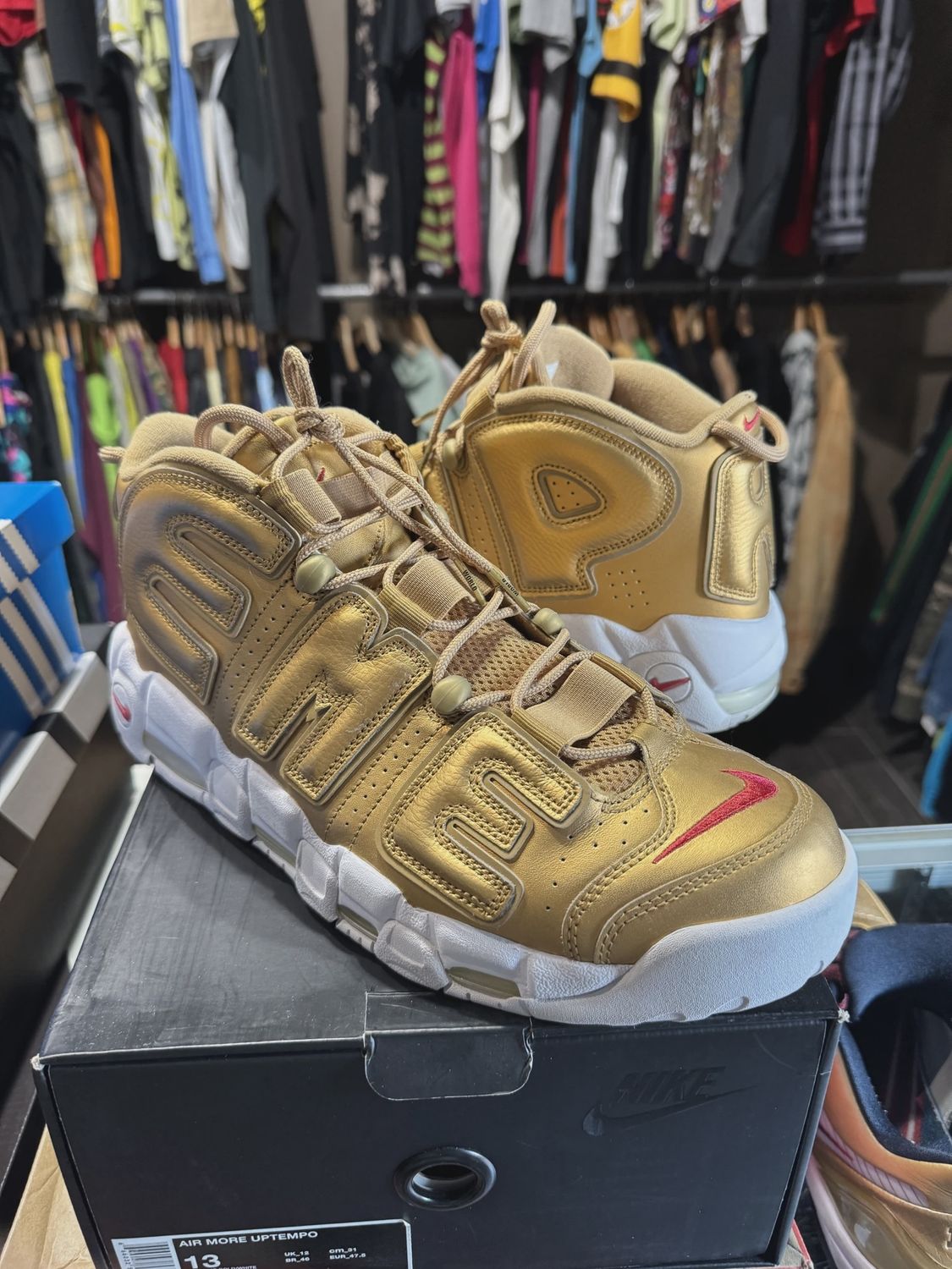 Nike Air More Uptempo Supreme Suptempo Gold • Pre-Owned [4572]