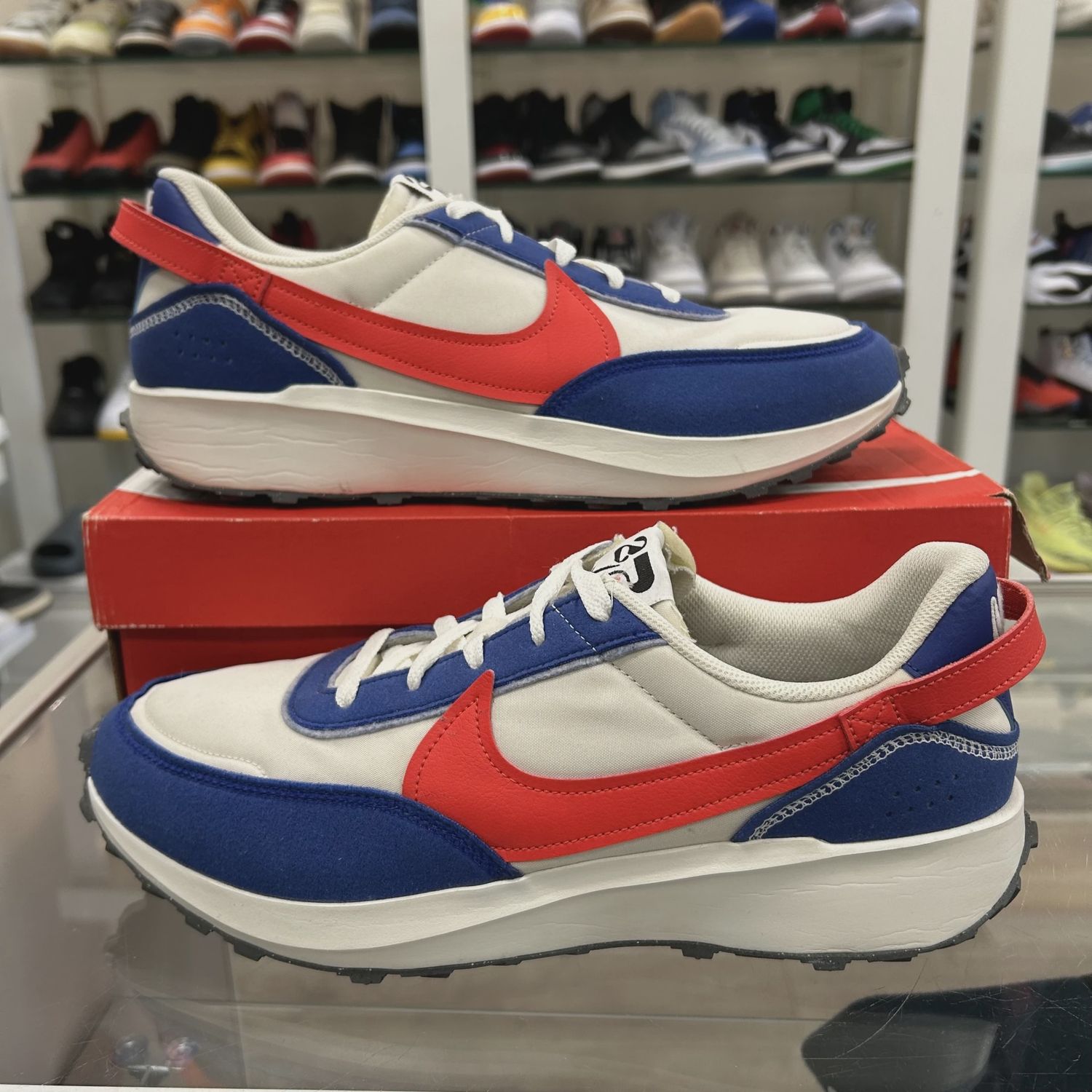 Nike Waffle Debut Swoosh Habanero Red Old Royal • Pre-Owned [7495]