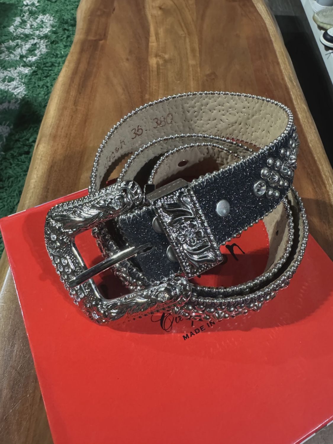 BB Simon Black Gemstone Belt • Pre-Owned [8664]