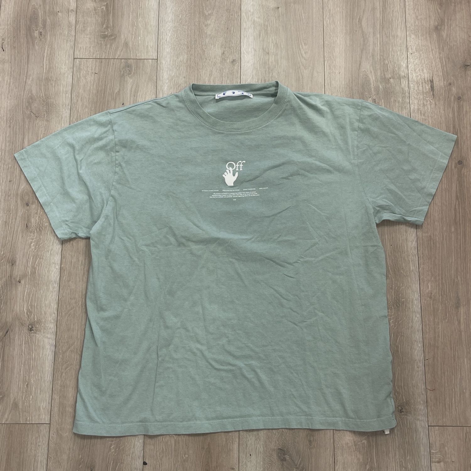 Off-White Graffiti Logo T-Shirt in a jade green colorway • Pre-Owned [2216]