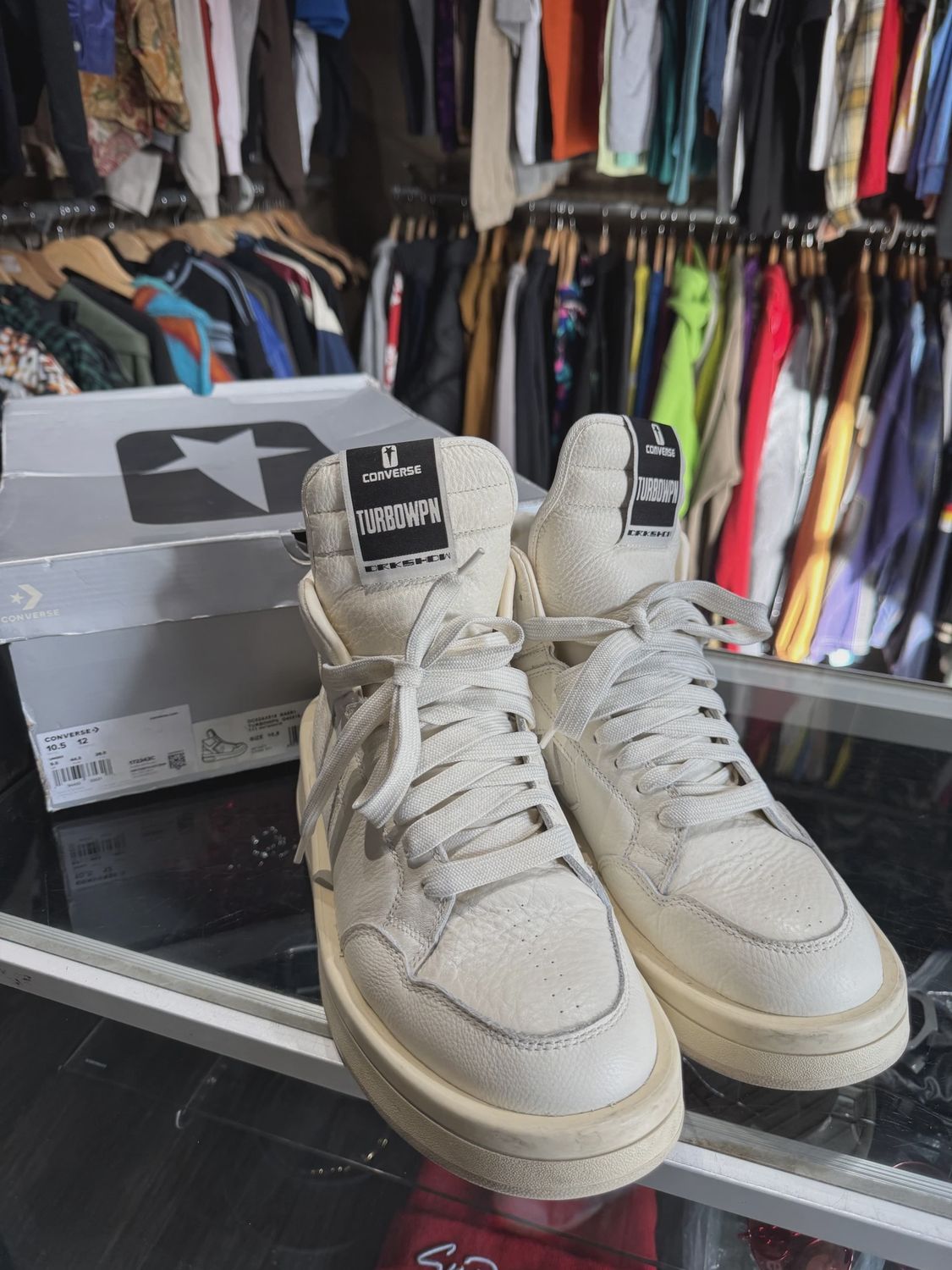 Converse TURBOWPN Mid Rick Owens DRKSHDW Egret • Pre-Owned [2615], Product Condition: Pre-Owned, Shoe Size: US M 10.5