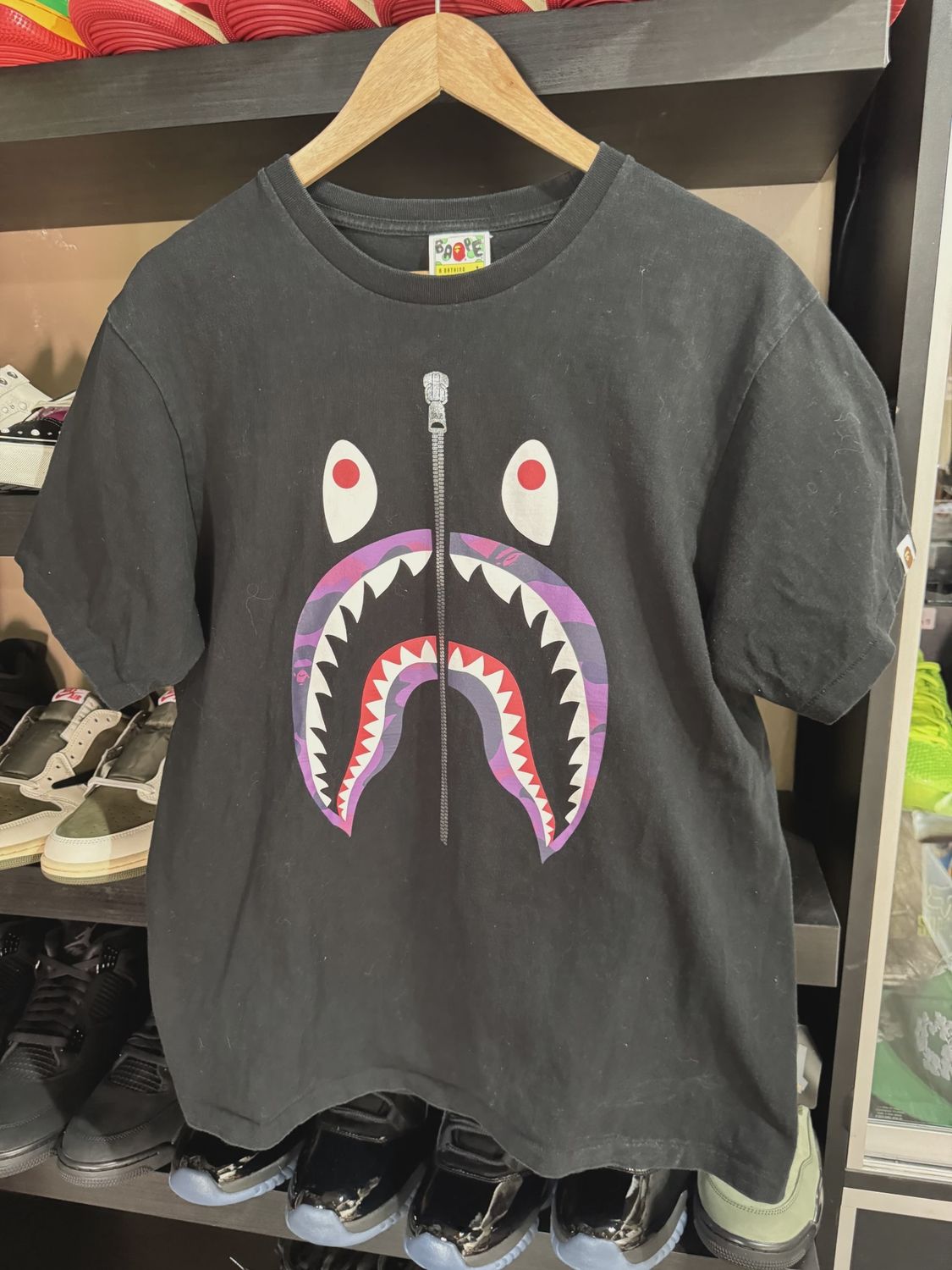 Bape Shark Black Tee Purple  • Pre-Owned [0848]