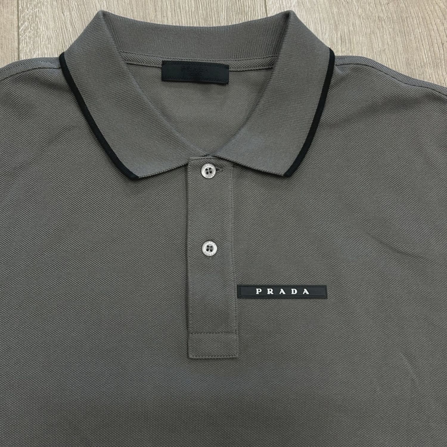 Prada Men's Gray Cotton Polo Shirt  • Pre-Owned [2749]