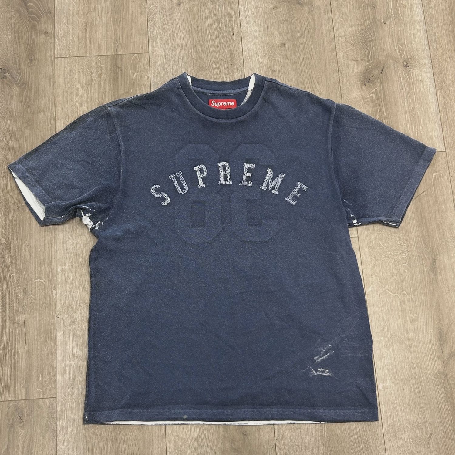 Supreme Overprint Short-Sleeve Navy • Pre-Owned [4755]
