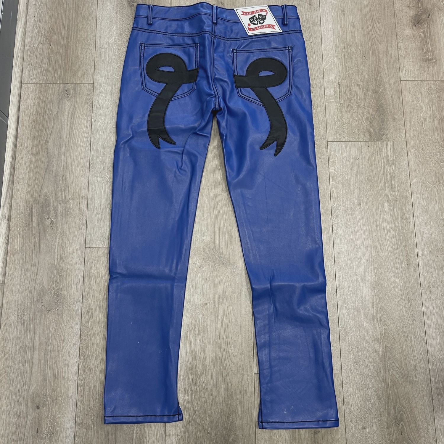 NEW ASAALI CARTEL LEATHER DENIM PANTS BLUE  • Brand New [0907]