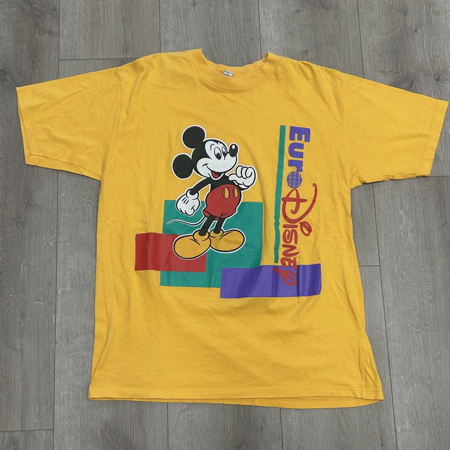 Vintage Yellow Euro Disney Mickey Mouse T-shirt • Pre-Owned [7008]