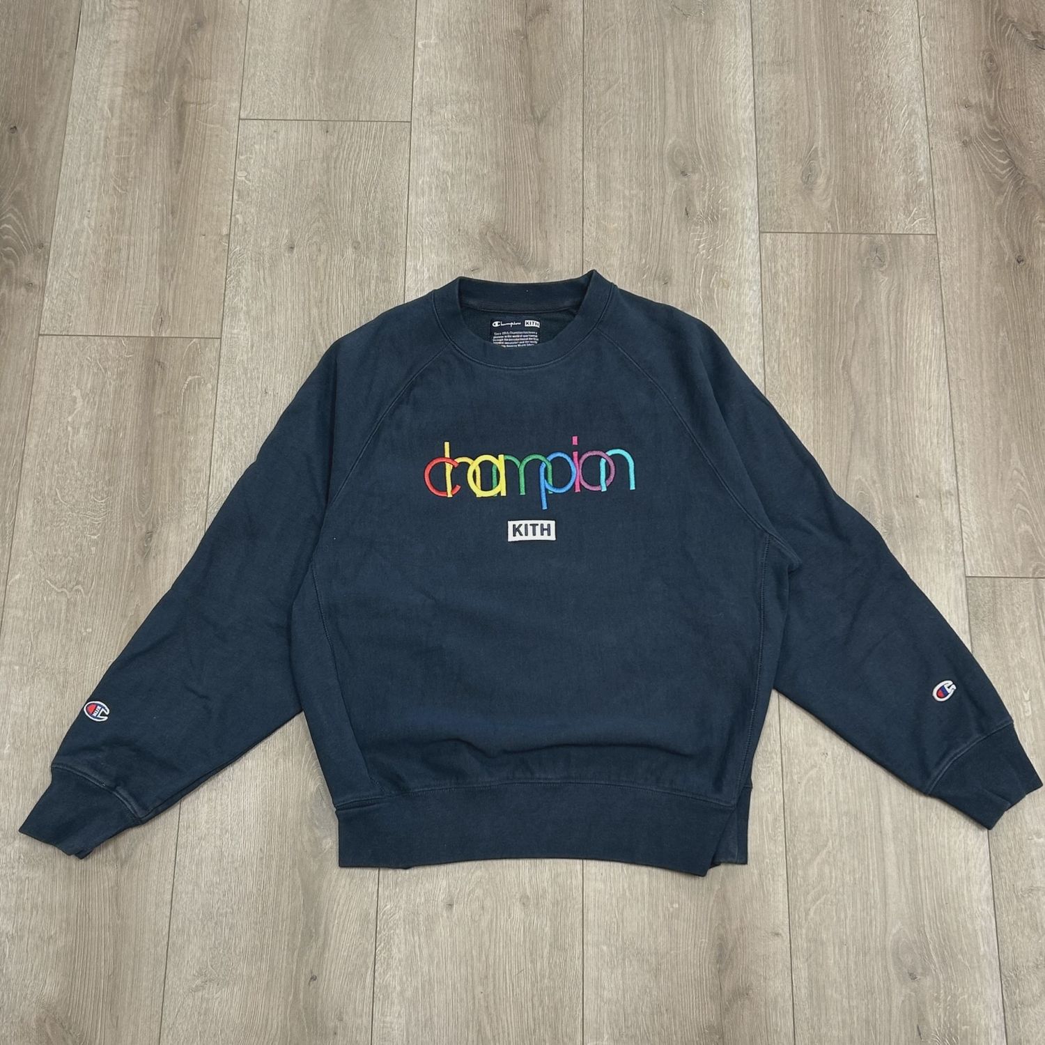 Kith Champion Double Logo Crewneck Navy • Pre-Owned [1717]