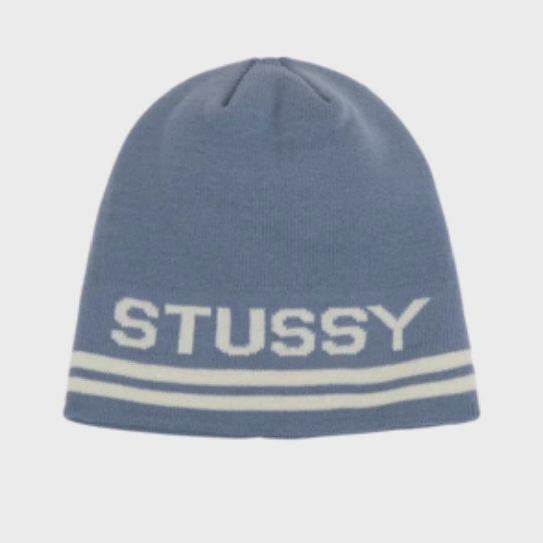 Stussy Jaquard Stripe Skullcap Beanie Faded Blue • Brand New [3232]