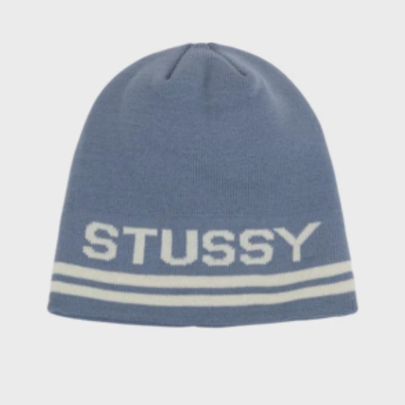 Stussy Jaquard Stripe Skullcap Beanie Faded Blue • Brand New [3232]