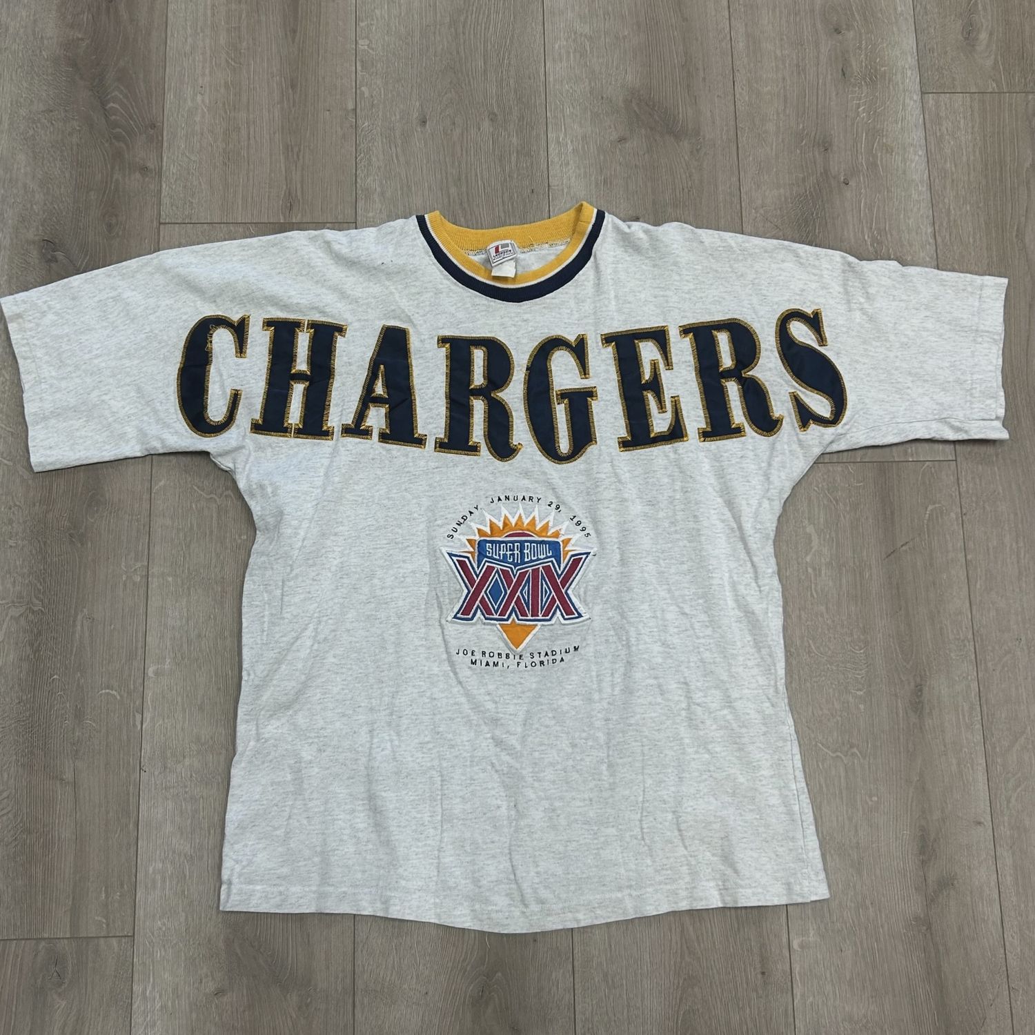 vintage 1995 San Diego Chargers Super Bowl XXIX Tee • Pre-Owned [0486]