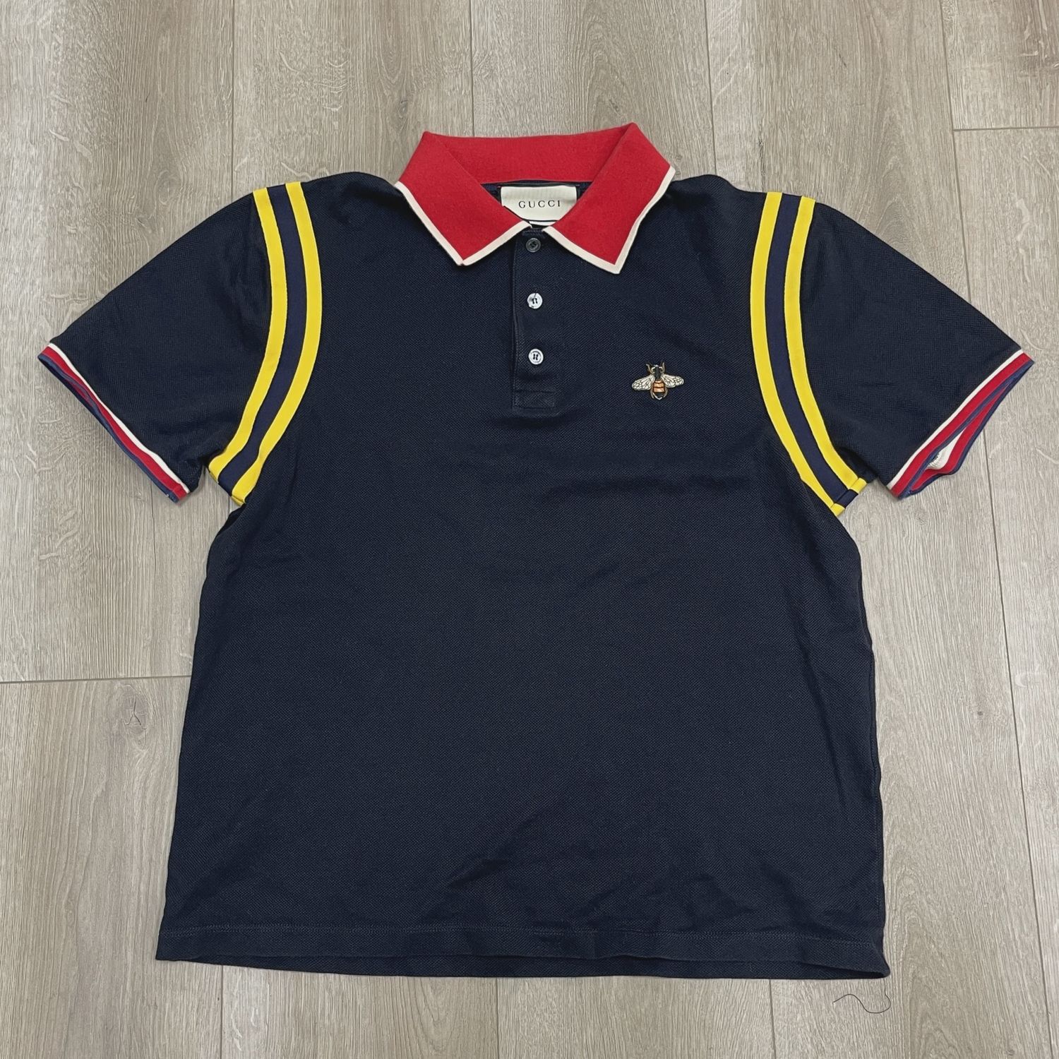 Gucci Bee Embroidered Cotton Polo Shirt • Pre-Owned [2968]