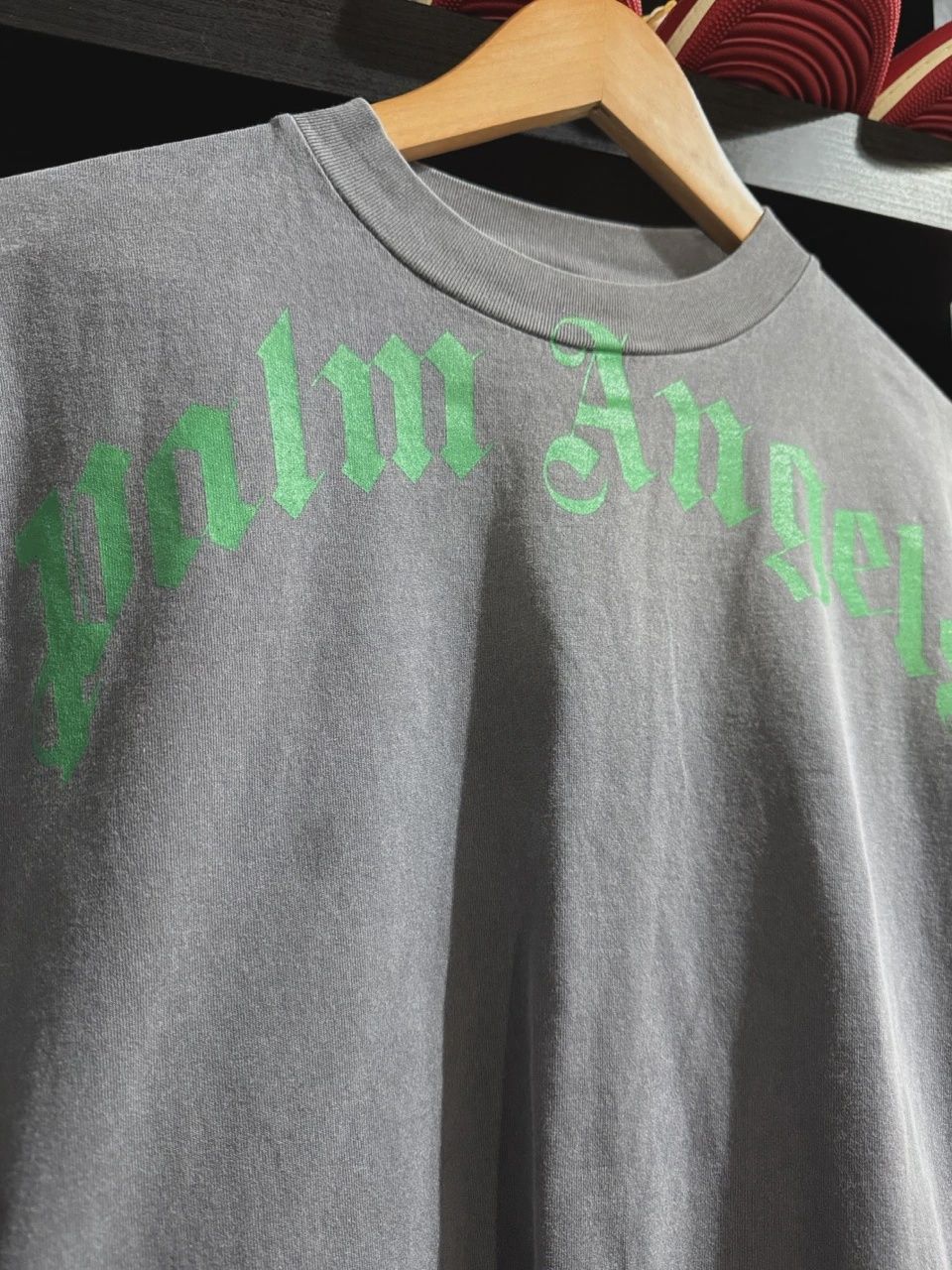Palm Angels Tee Green logo Sz S • Pre-Owned [8462]