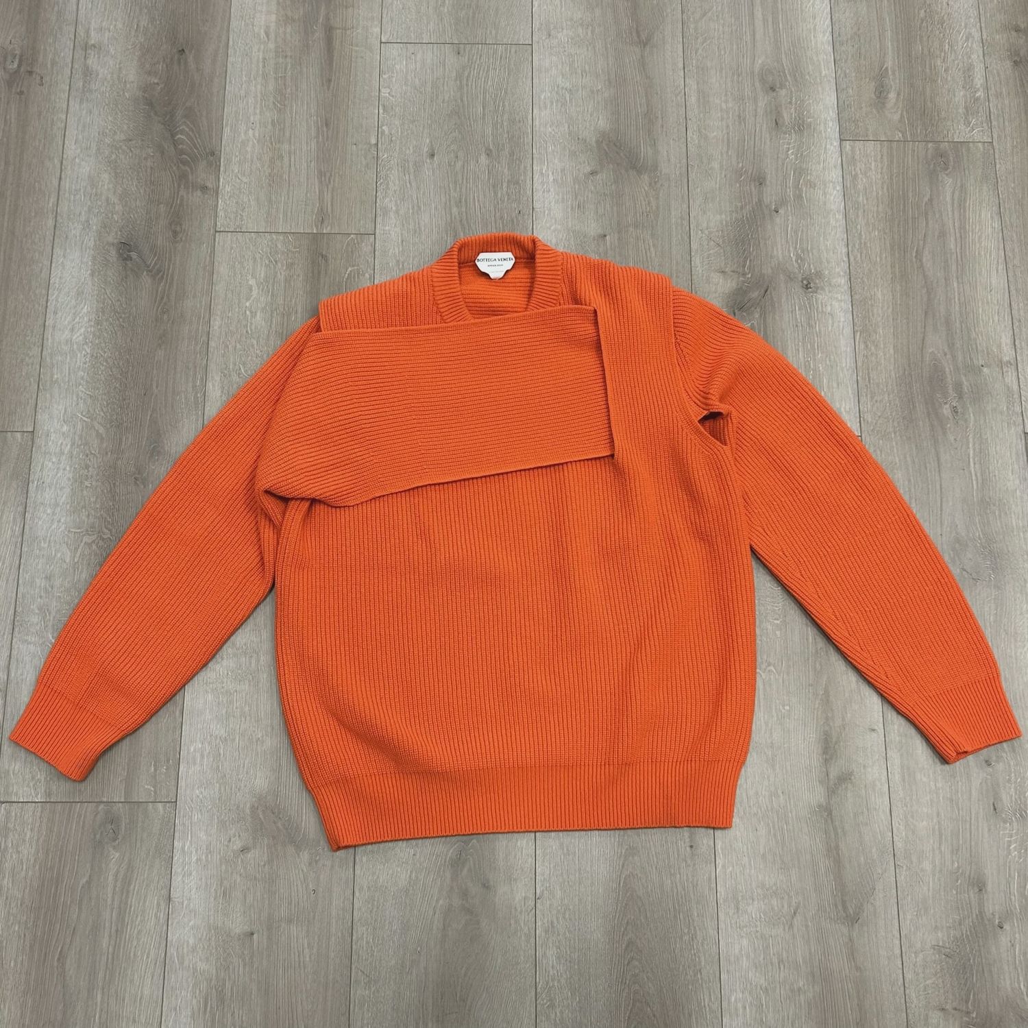 Bottega veneta paneled ribbed cashmere blend sweater orange • Brand New [1536]