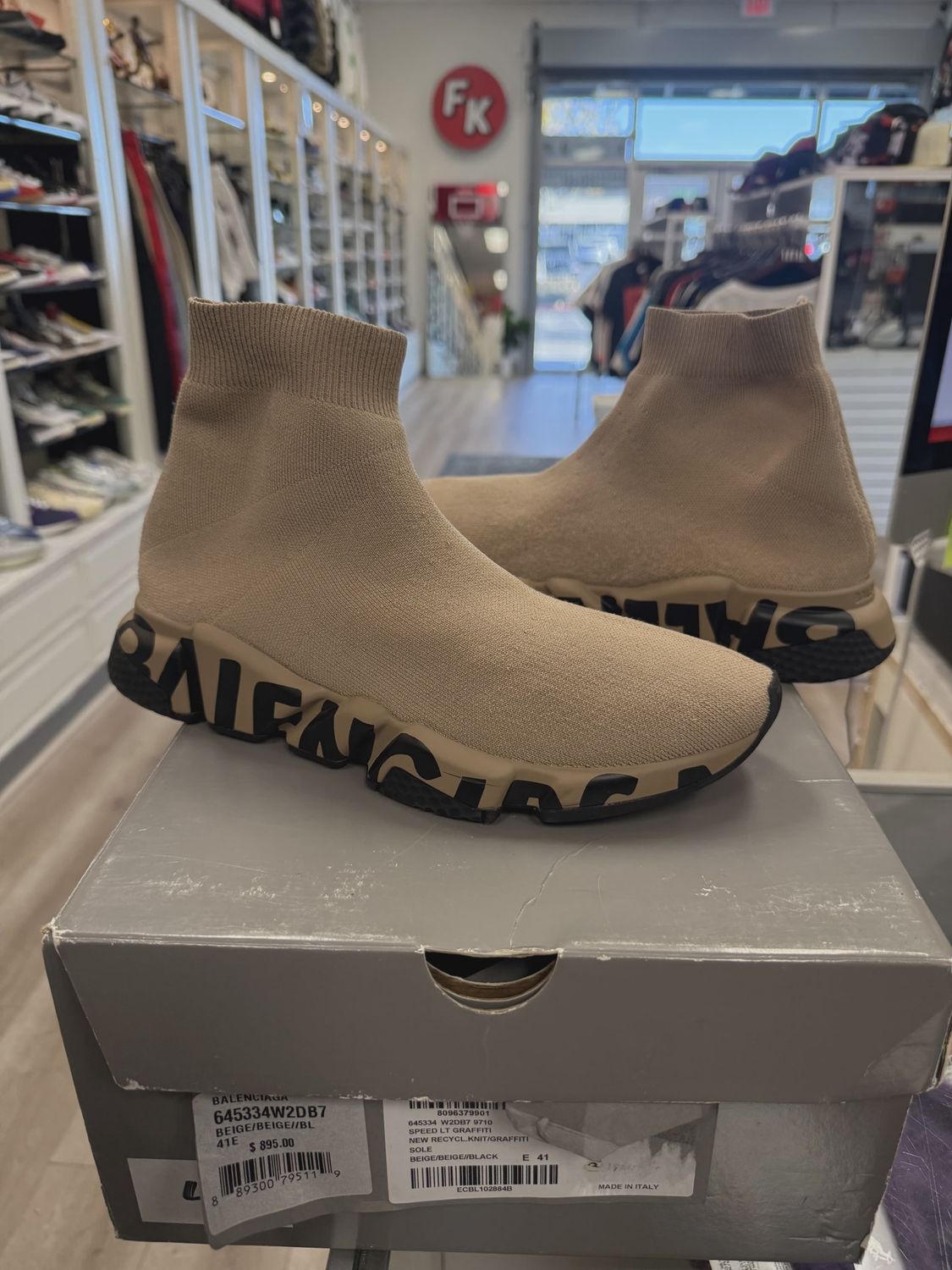 Balenciaga Speed Beige Black • Pre-Owned [0188]