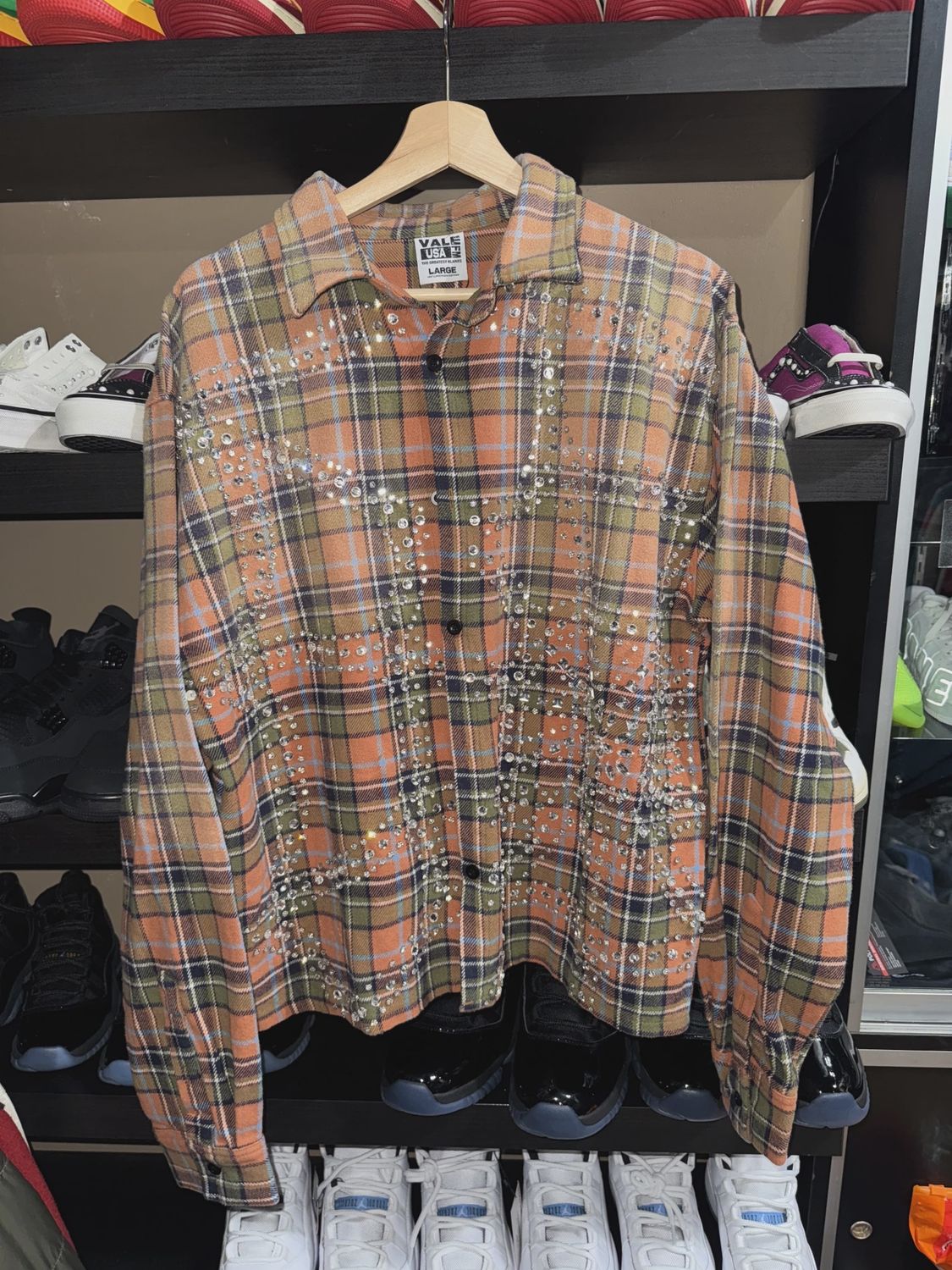 Vale Forever Pumpkin Patch Web Flannel Orange size L • Brand New [0346]